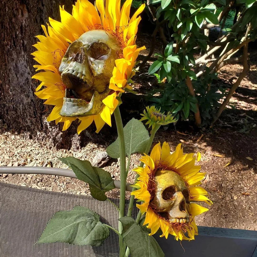Halloween Decor Skull Sunflower - Outdoor Sunflower Decorative Stake -  - #tag1#