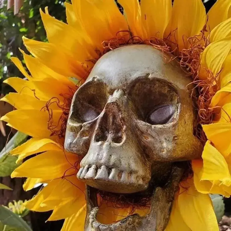 Halloween Decor Skull Sunflower Outdoor Sunflower Decorative Stake tag1