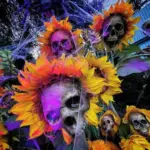 Halloween Decor Skull Sunflower Outdoor Sunflower Decorative Stake tag1