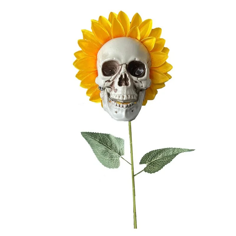 Halloween Decor Skull Sunflower - Outdoor Sunflower Decorative Stake -  - #tag1#