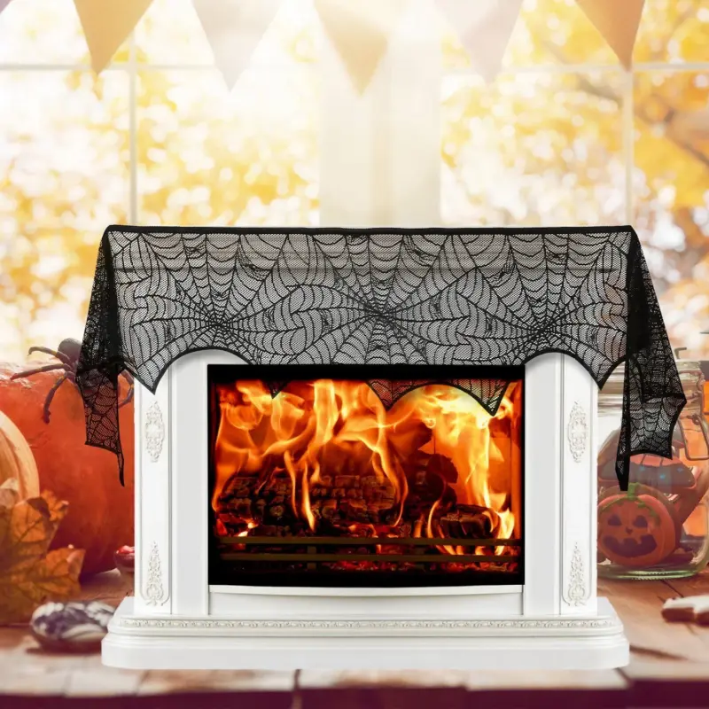 Halloween Decoration Black Lace Spiderweb tag1