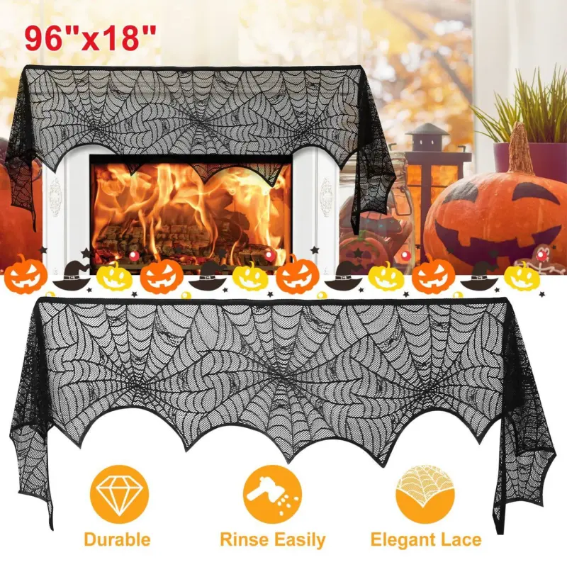 Halloween Decoration Black Lace Spiderweb tag1