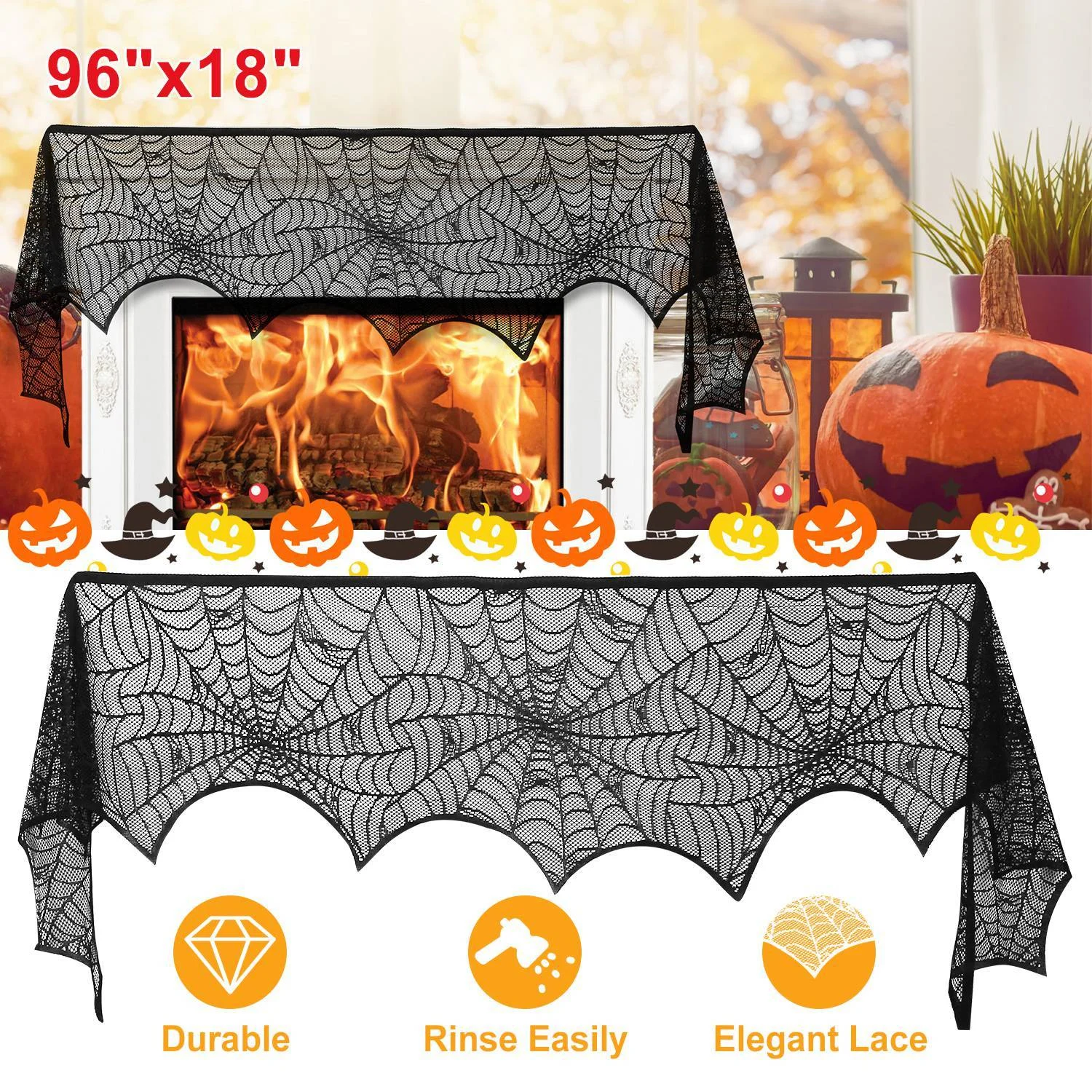 Halloween Decoration Black Lace Spiderweb tag1