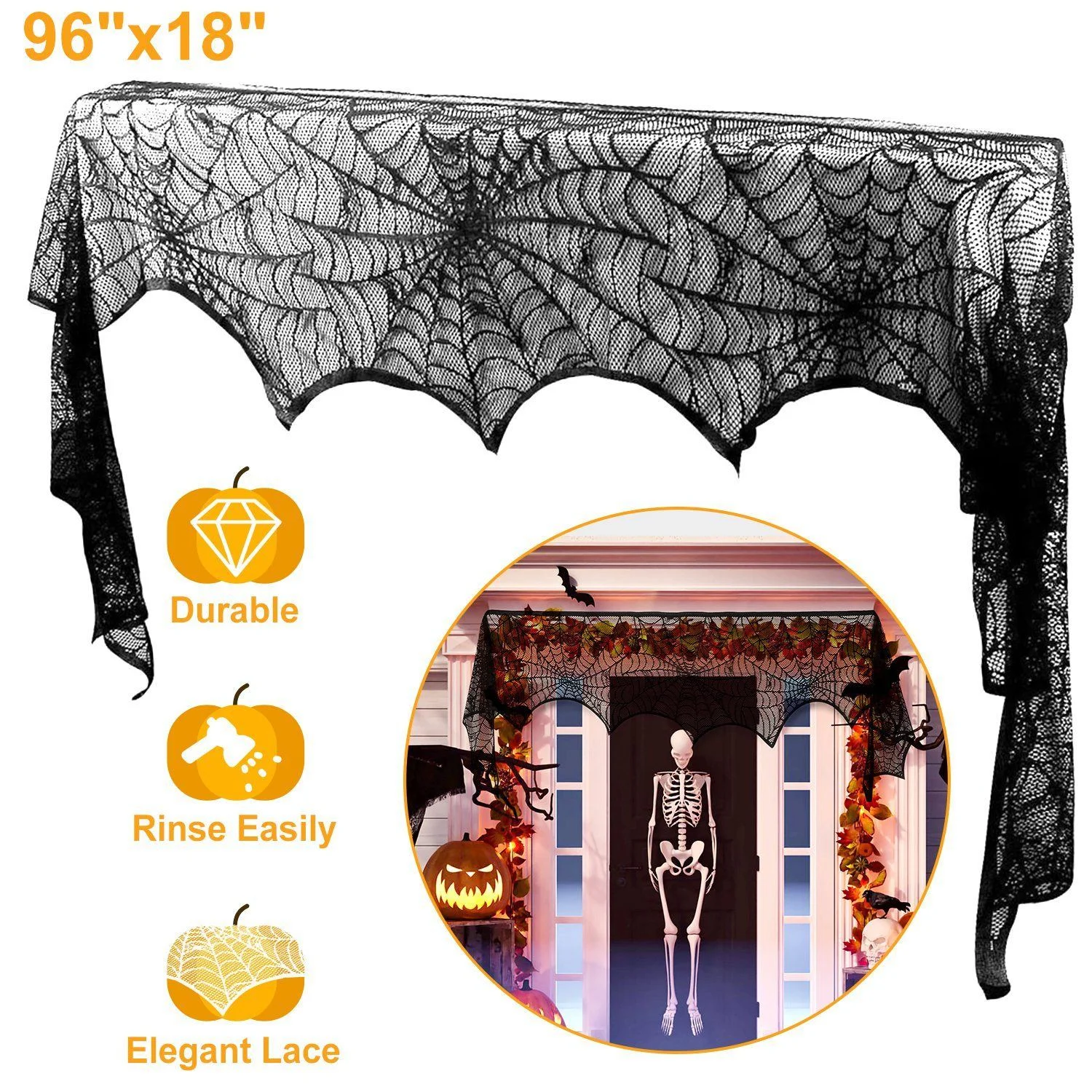 Halloween Decoration Black Lace Spiderweb tag1