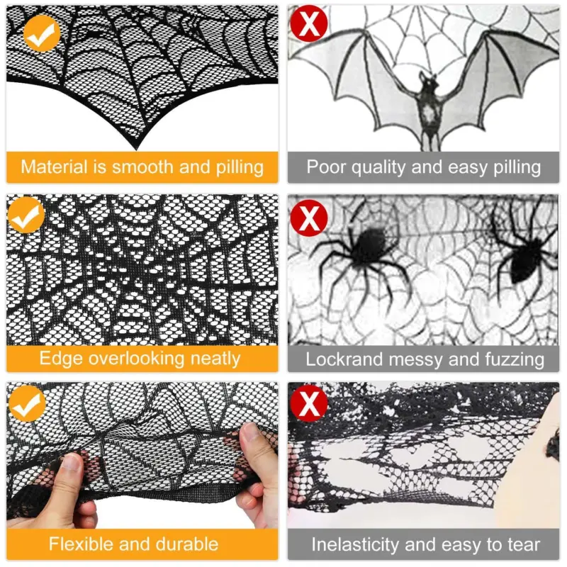 Halloween Decoration Black Lace Spiderweb tag1