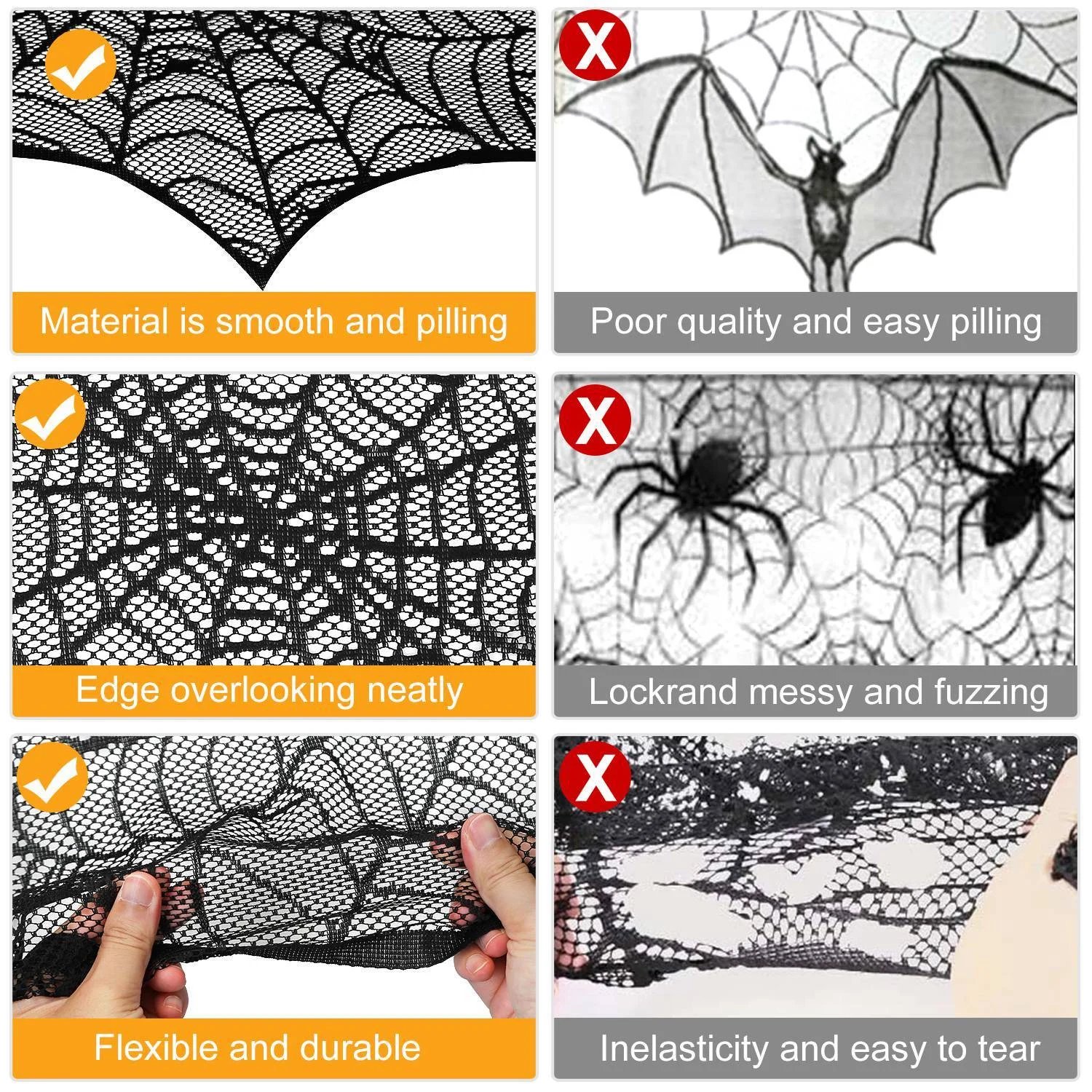 Halloween Decoration Black Lace Spiderweb tag1