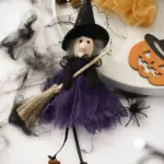 Halloween Decoration Broom Witch Doll Pendant tag1