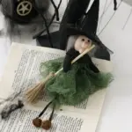 Halloween Decoration Broom Witch Doll Pendant tag1