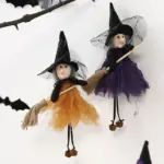 Halloween Decoration Broom Witch Doll Pendant tag1