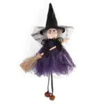 Halloween Decoration Broom Witch Doll Pendant tag1