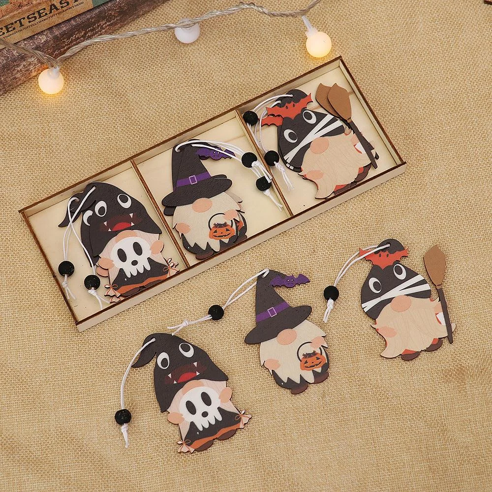 Halloween Decoration Cartoon Gnome Wooden Pendant -  - #tag1#