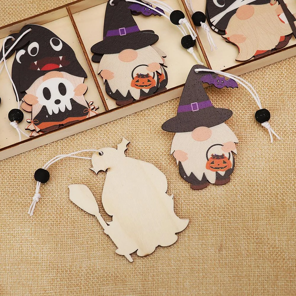 Halloween Decoration Cartoon Gnome Wooden Pendant -  - #tag1#