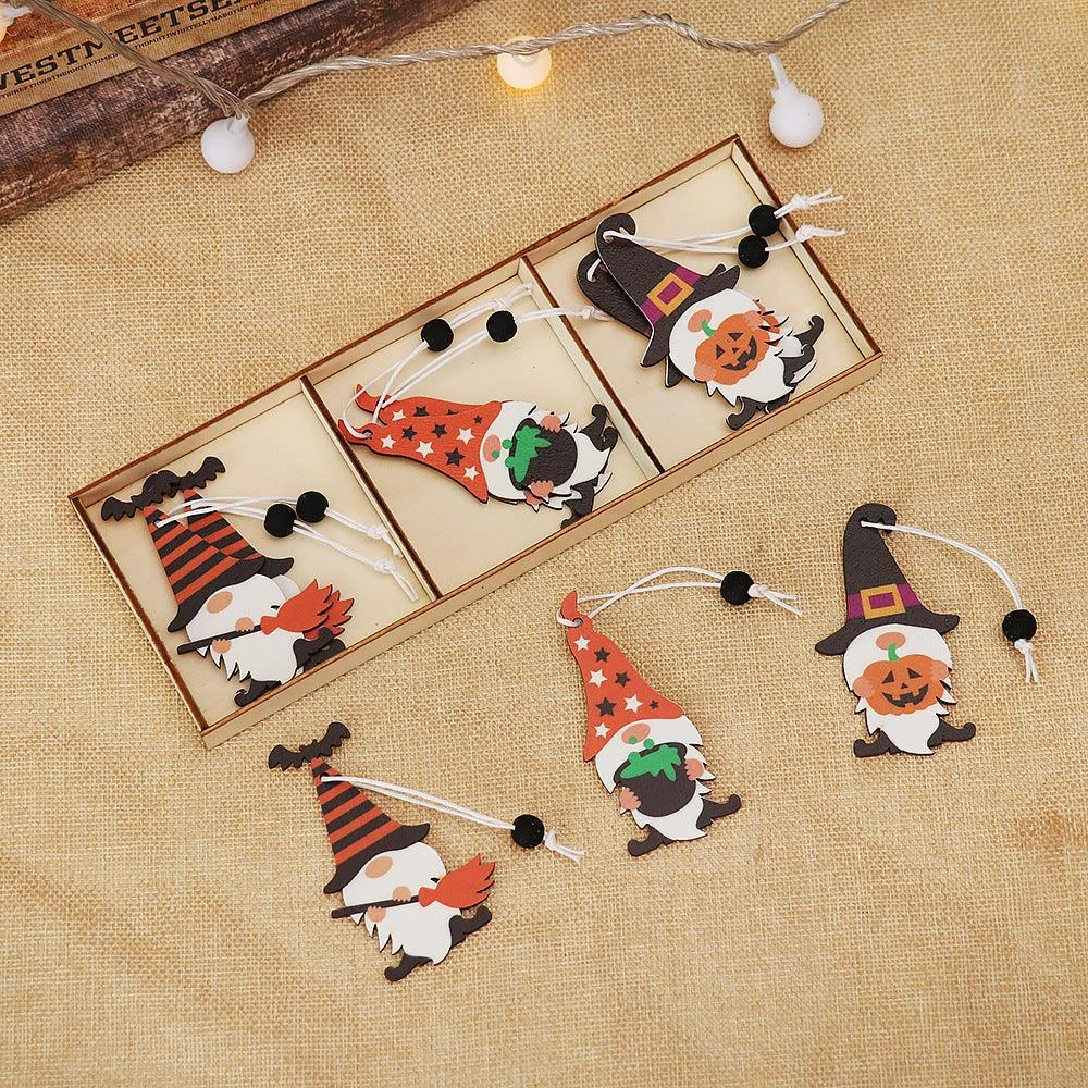 Halloween Decoration Cartoon Gnome Wooden Pendant -  - #tag1#