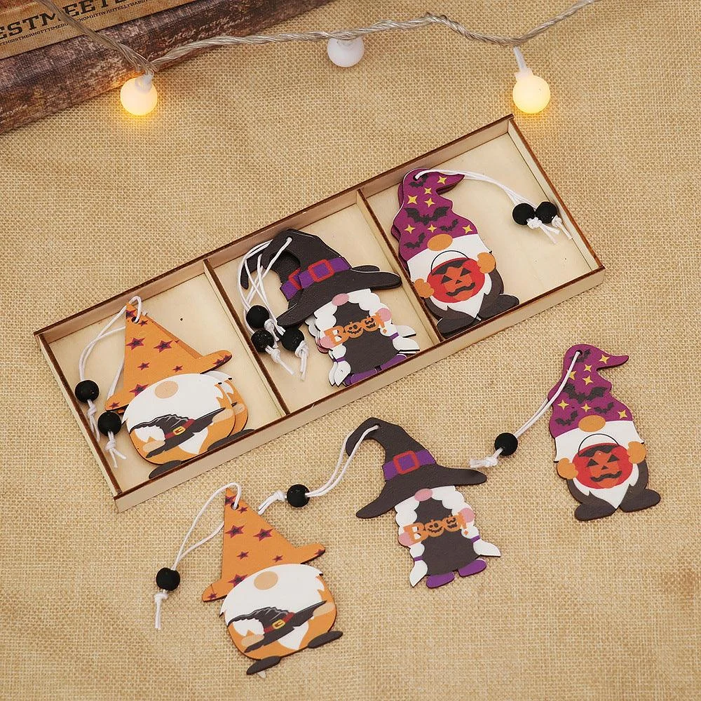 Halloween Decoration Cartoon Gnome Wooden Pendant -  - #tag1#