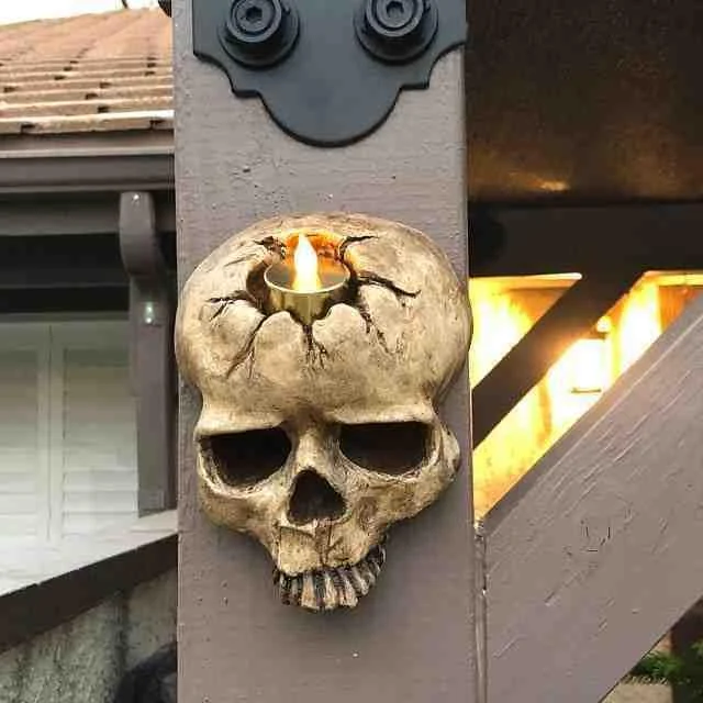 Halloween Decoration Ghost Skull Wall Pendant Candle Holder -  - #tag1#