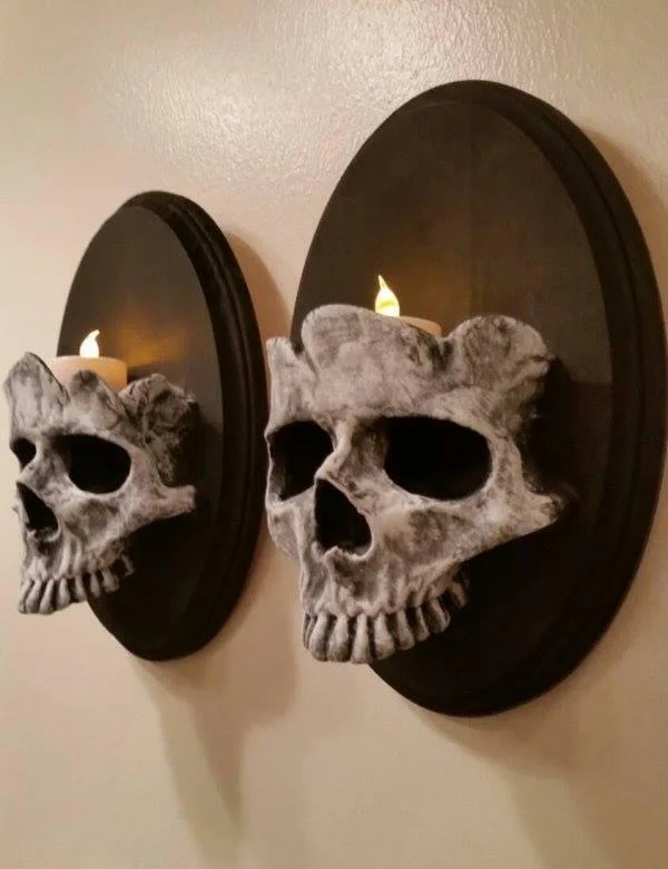 Halloween Decoration Ghost Skull Wall Pendant Candle Holder - - #tag1#