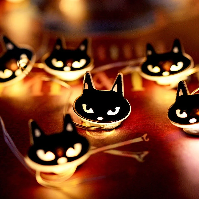 Halloween Decoration LED Black Cat Shape Lighting Chain Decoration -  - #tag1#