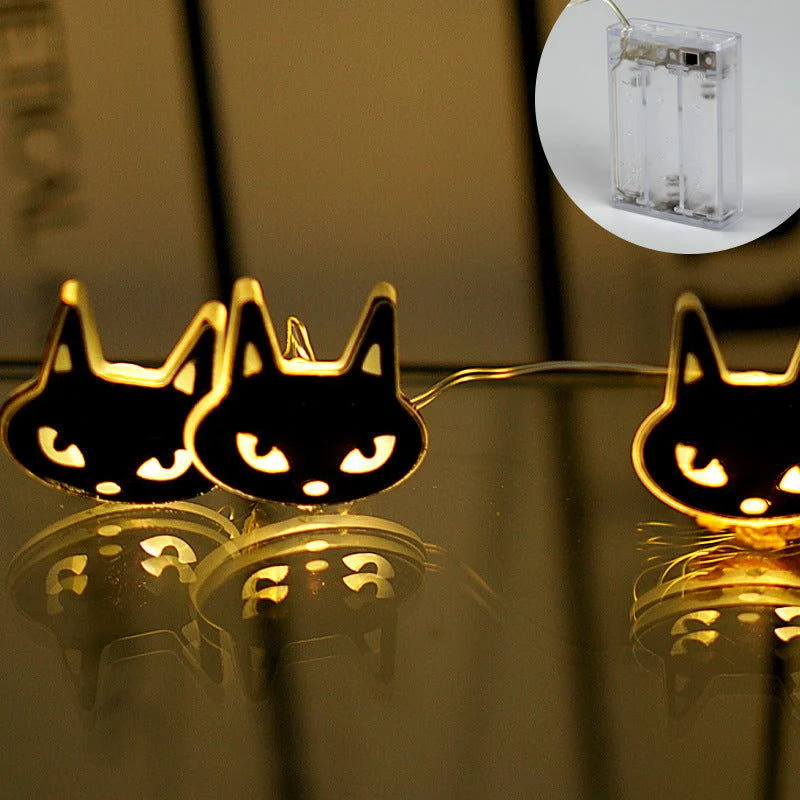 Halloween Decoration LED Black Cat Shape Lighting Chain Decoration -  - #tag1#