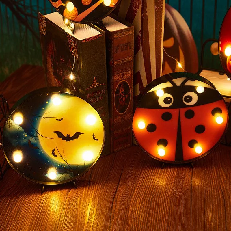 Halloween Decoration LED Light Pumpkin Ladybug Bat Head - - #tag1#