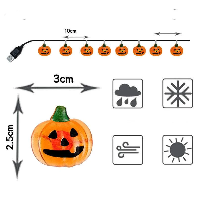 Halloween Decoration Led Ghost Festival Arrangement Pumpkin Lighting Chain -  - #tag1#