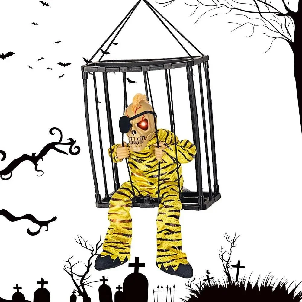 Halloween Decoration Prisoner Ghost In Cage - Hangable Talking Ghost -  - #tag1#