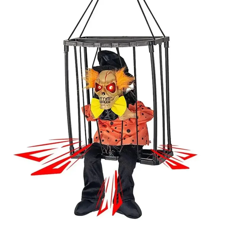 Halloween Decoration Prisoner Ghost In Cage Hangable Talking Ghost tag1