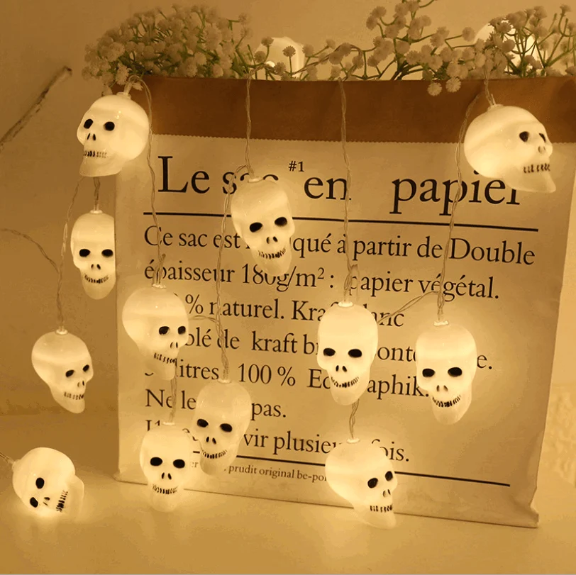 Halloween Decorations Light String Led Skeleton Lamp String Battery-powered Skull Bulb String Lights Patty Decor Light -  - #tag1#