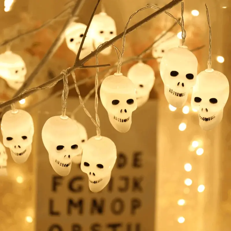 Halloween Decorations Light String Led Skeleton Lamp String Battery powered Skull Bulb String Lights Patty Decor Light tag1