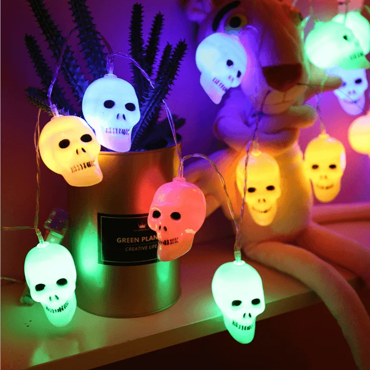 Halloween Decorations Light String Led Skeleton Lamp String Battery-powered Skull Bulb String Lights Patty Decor Light -  - #tag1#