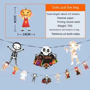 Halloween Decorations Props Hanging Flag Latte Art Dress Up Bar Kindergarten Classroom Scene Layout Pendant Hanging Ornament