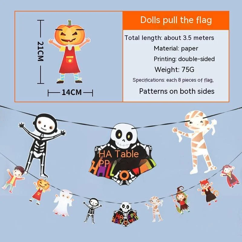 Halloween Decorations Props Hanging Flag Latte Art Dress Up Bar Kindergarten Classroom Scene Layout Pendant Hanging Ornament -  - #tag1#