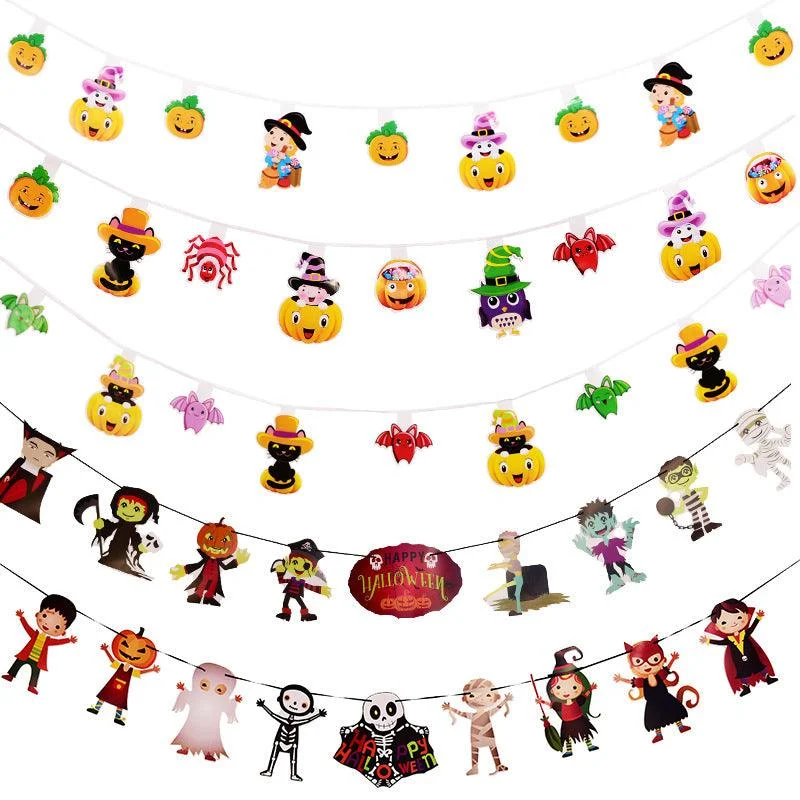 Halloween Decorations Props Hanging Flag Latte Art Dress Up Bar Kindergarten Classroom Scene Layout Pendant Hanging Ornament -  - #tag1#