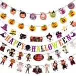 Halloween Decorations Props Hanging Flag Latte Art Dress Up Bar Kindergarten Classroom Scene Layout Pendant Hanging Ornament tag1
