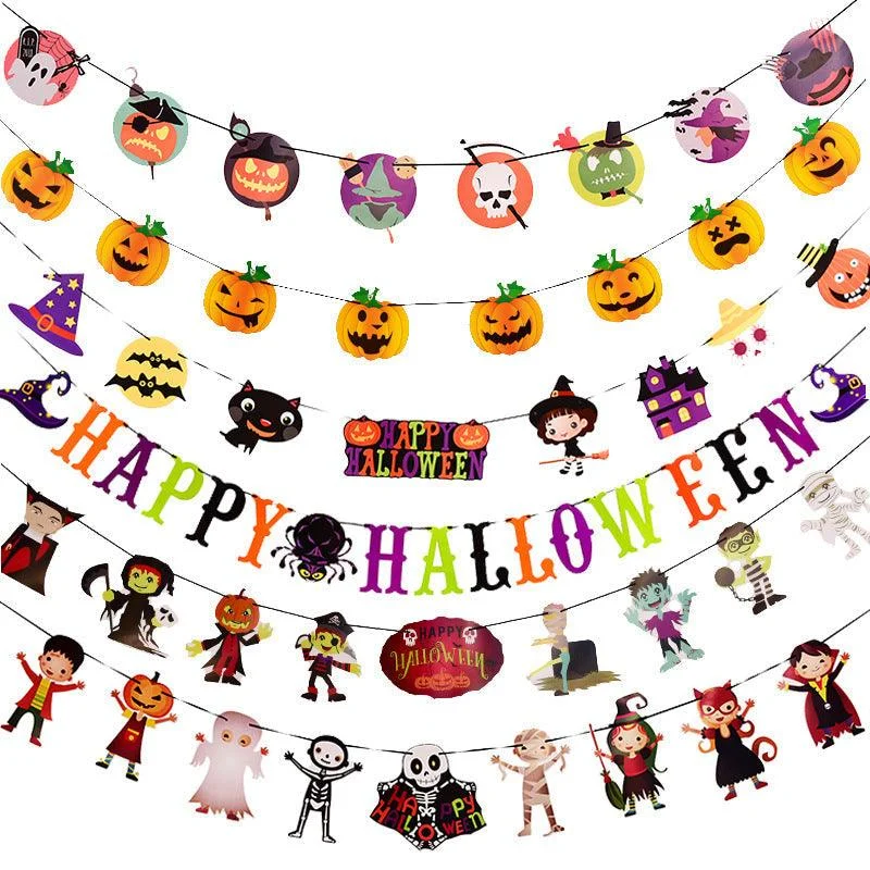 Halloween Decorations Props Hanging Flag Latte Art Dress Up Bar Kindergarten Classroom Scene Layout Pendant Hanging Ornament -  - #tag1#