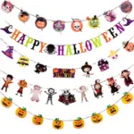 Halloween Decorations Props Hanging Flag Latte Art Dress Up Bar Kindergarten Classroom Scene Layout Pendant Hanging Ornament tag1