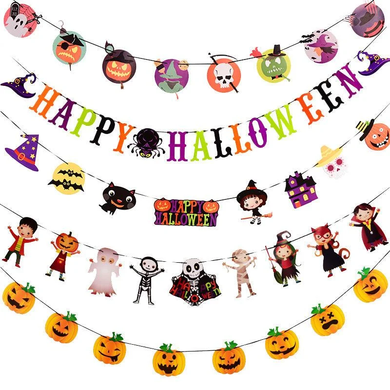 Halloween Decorations Props Hanging Flag Latte Art Dress Up Bar Kindergarten Classroom Scene Layout Pendant Hanging Ornament -  - #tag1#