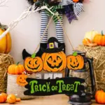 Halloween Decorations Pumpkin Wooden Pendant tag1