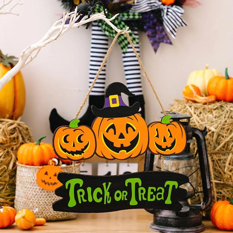 Halloween Decorations Pumpkin Wooden Pendant -  - #tag1#
