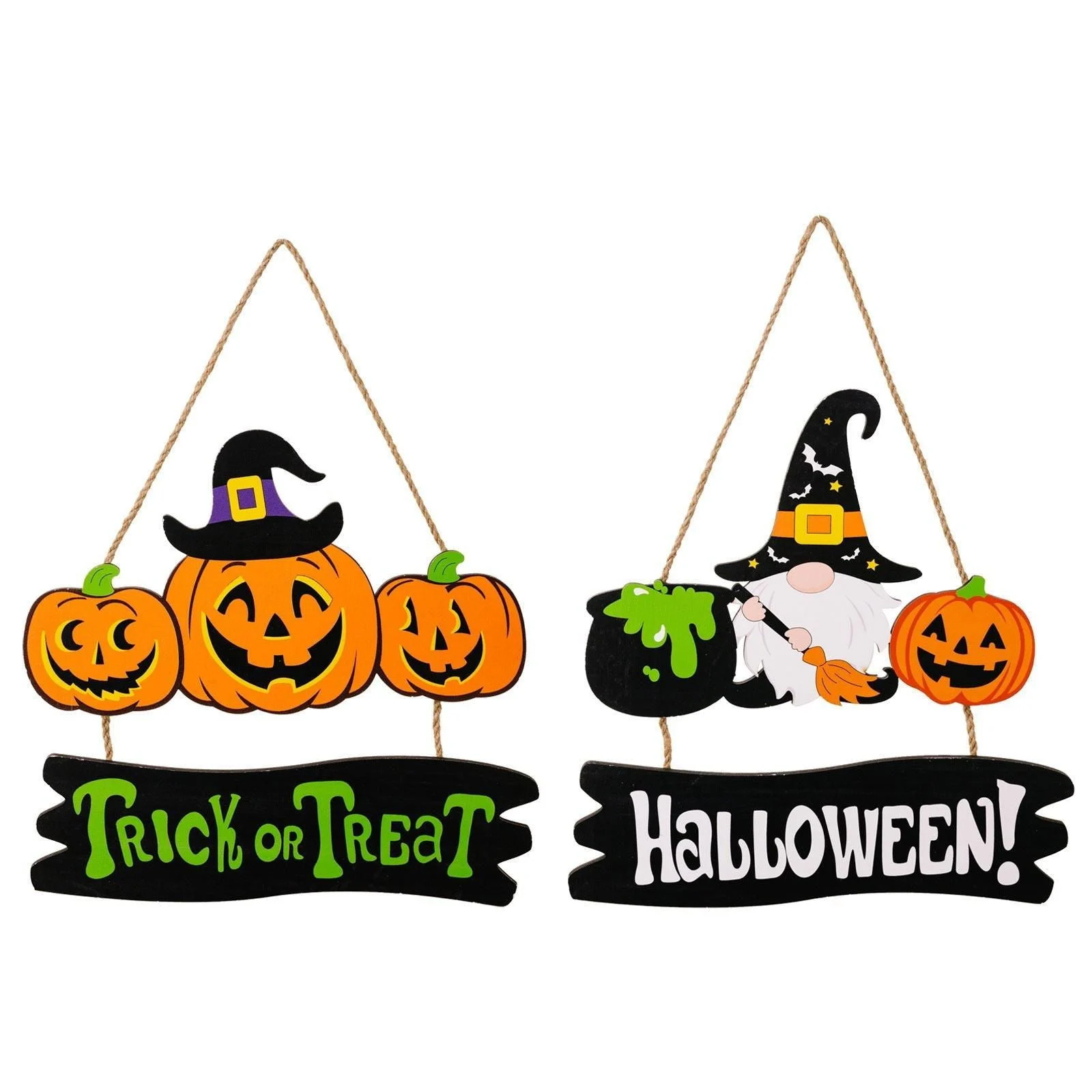 Halloween Decorations Pumpkin Wooden Pendant -  - #tag1#