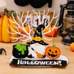 Halloween Decorations Pumpkin Wooden Pendant tag1