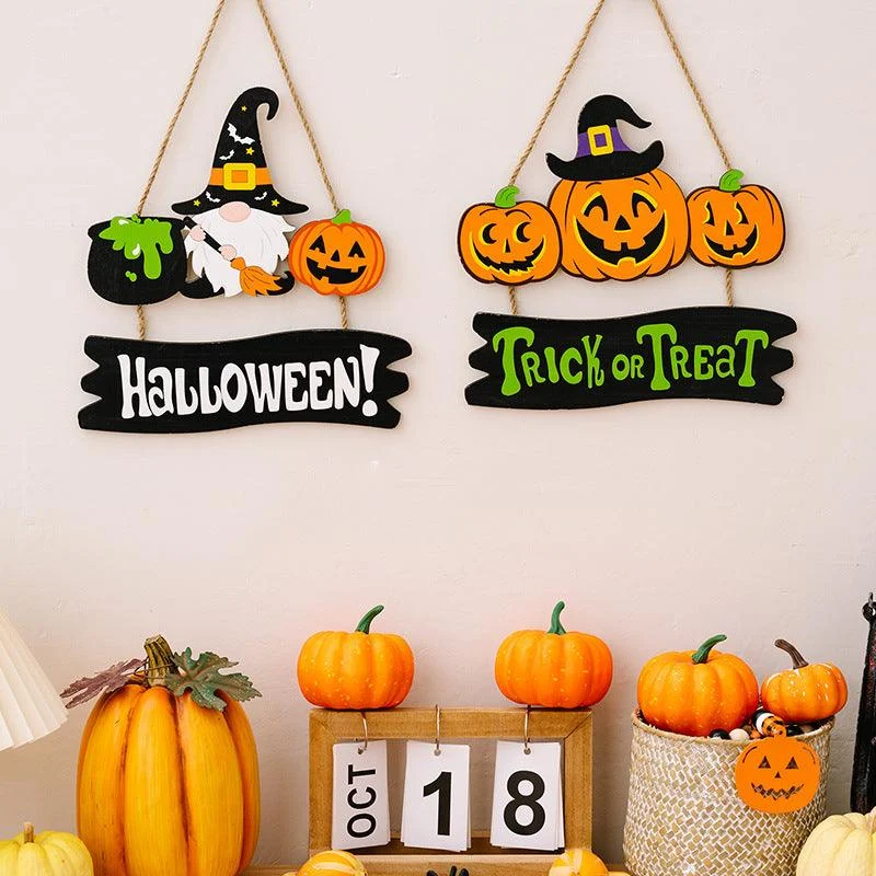Halloween Decorations Pumpkin Wooden Pendant -  - #tag1#