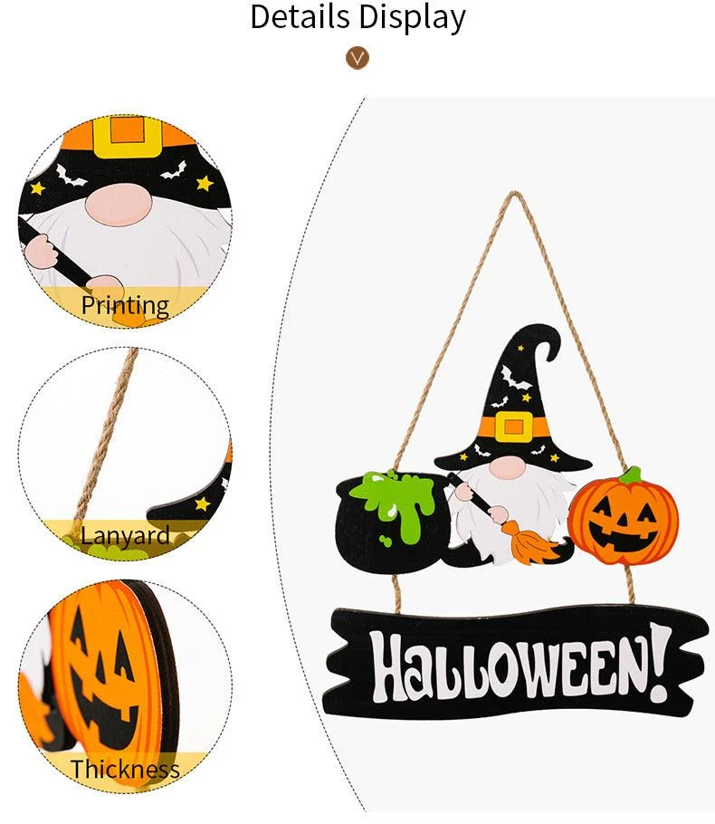 Halloween Decorations Pumpkin Wooden Pendant -  - #tag1#