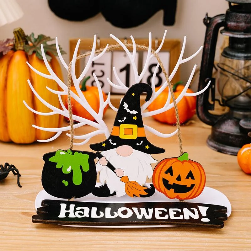 Halloween Decorations Pumpkin Wooden Pendant -  - #tag1#