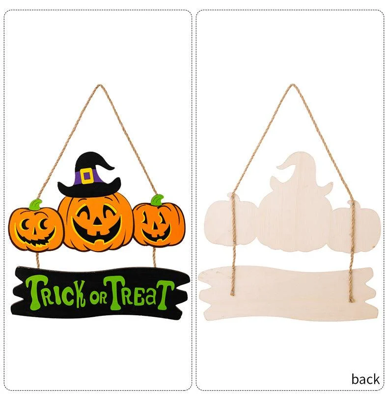 Halloween Decorations Pumpkin Wooden Pendant -  - #tag1#