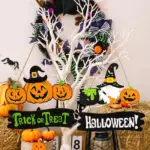 Halloween Decorations Pumpkin Wooden Pendant tag1