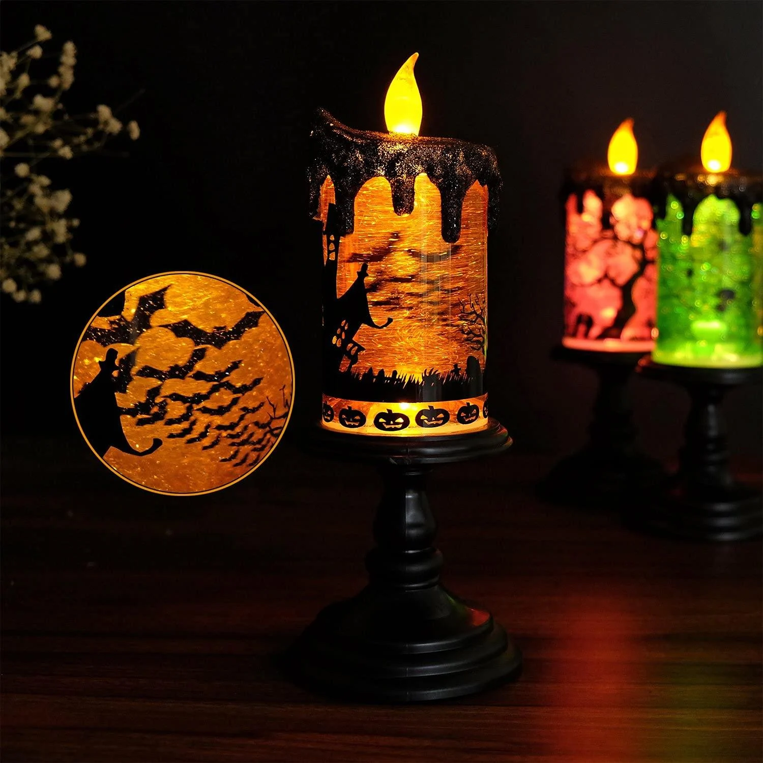 Halloween Decorations Skull Candle Light Ornament Glowing -  - #tag1#