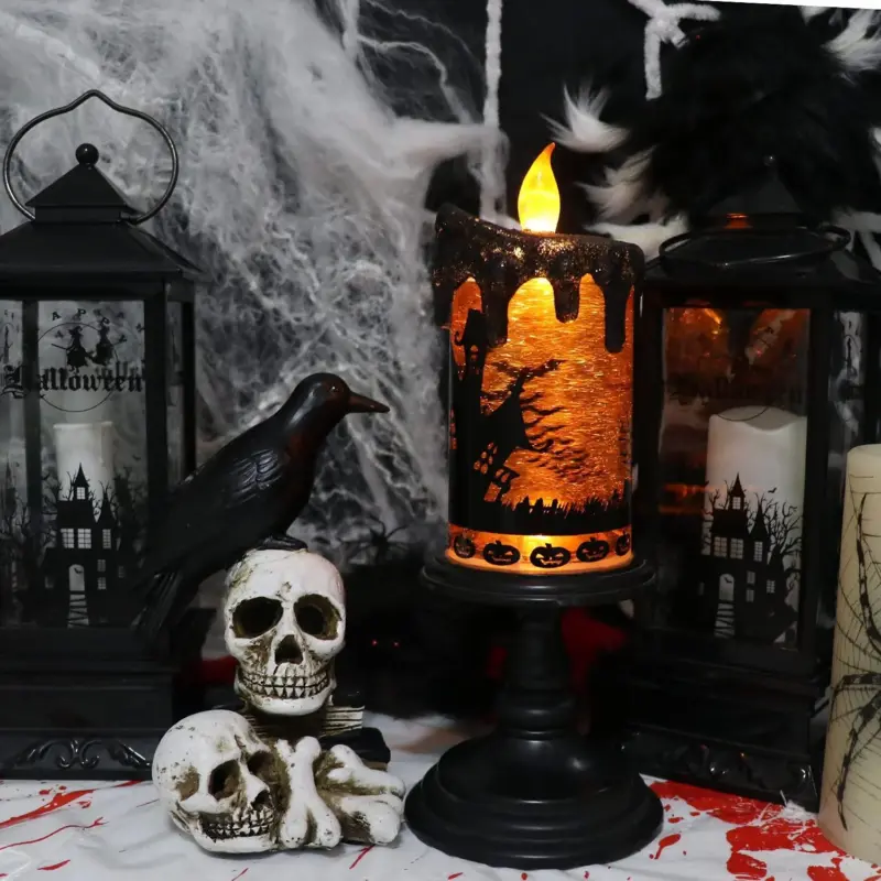 Halloween Decorations Skull Candle Light Ornament Glowing tag1