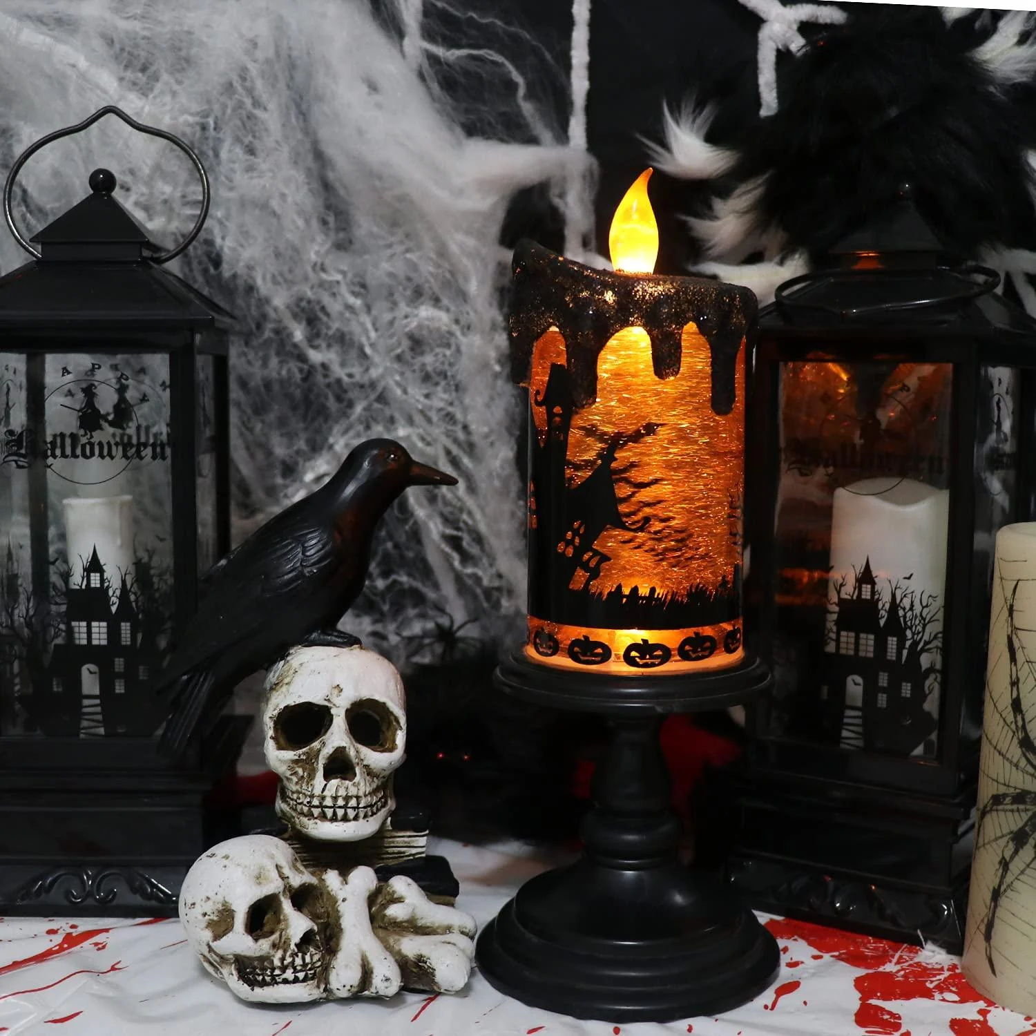 Halloween Decorations Skull Candle Light Ornament Glowing -  - #tag1#
