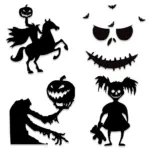 Halloween Decorations Skull Hand Pumpkin Door Sticker Felt Cloth tag1
