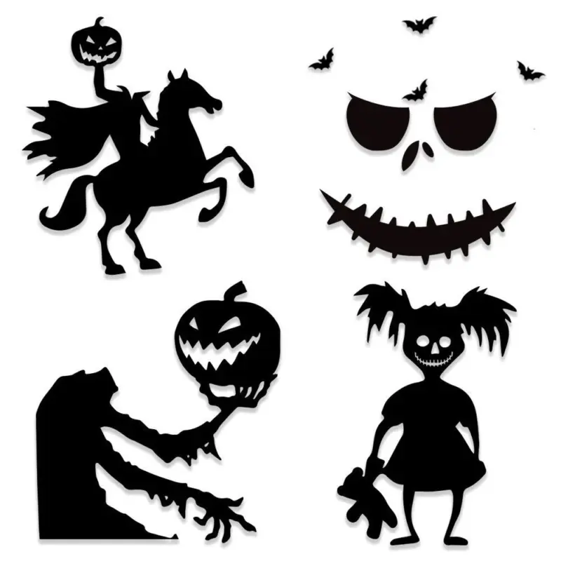 Halloween Decorations Skull Hand Pumpkin Door Sticker Felt Cloth tag1